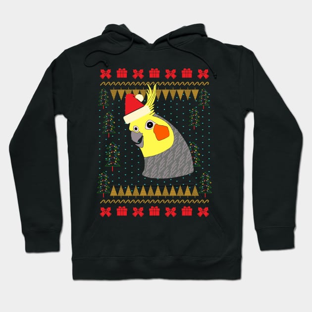 Cockatiel Ugly Christmas Sweater Hoodie by okpinsArtDesign